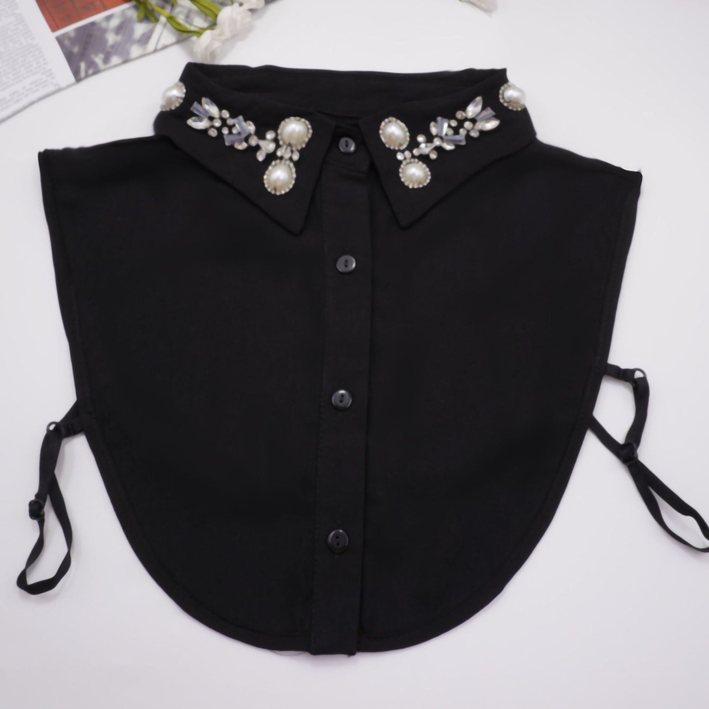 Half-circle beaded chiffon false collar