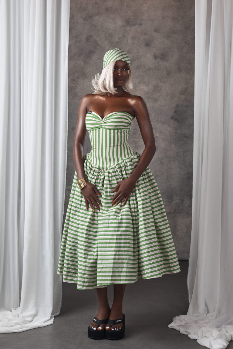 Strapless dress with a corset waist
