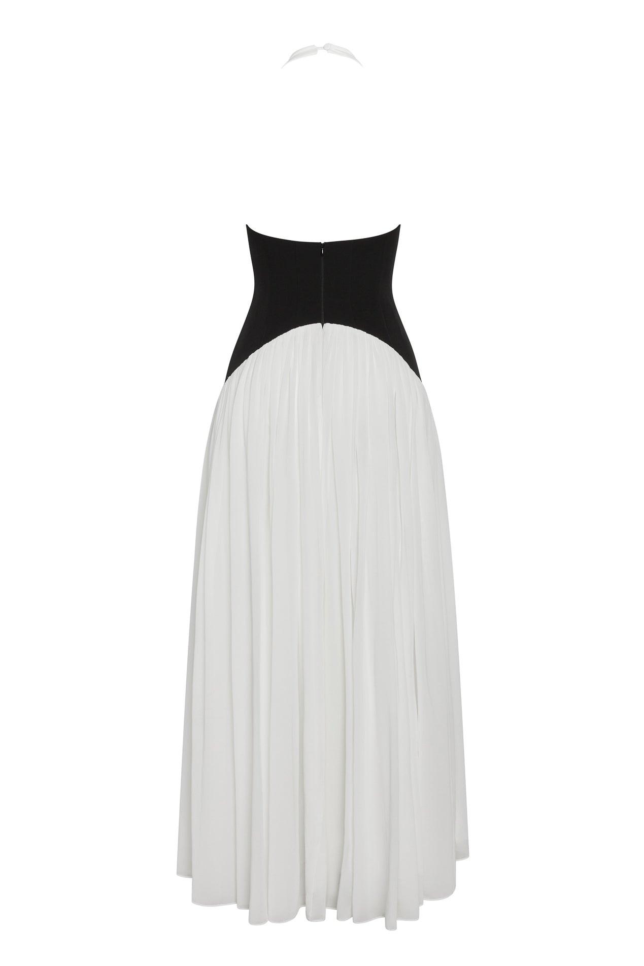 Contrast Corset Maxi Dress - Black & White