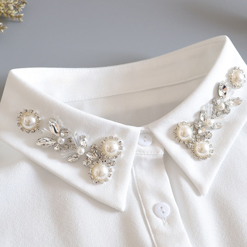 Half-circle beaded chiffon false collar
