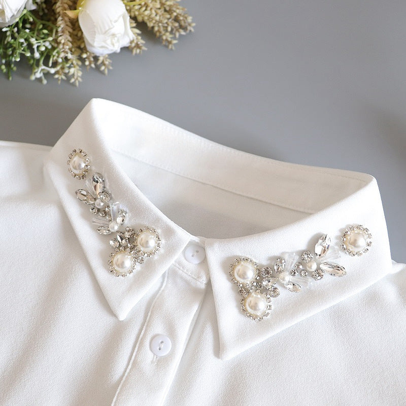 Half-circle beaded chiffon false collar