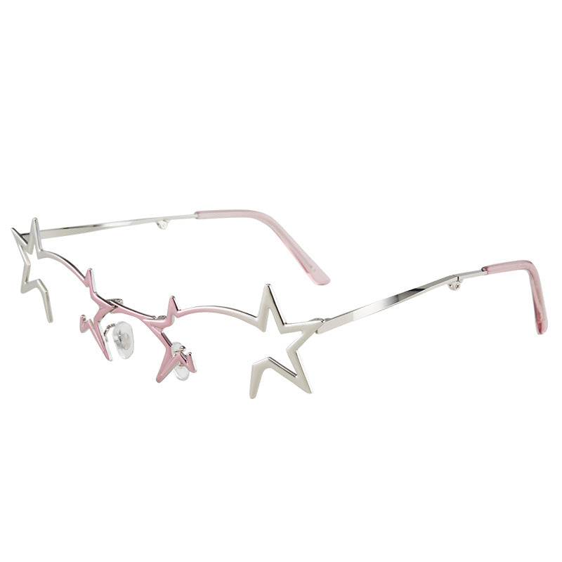 Frameless punk decorative glasses