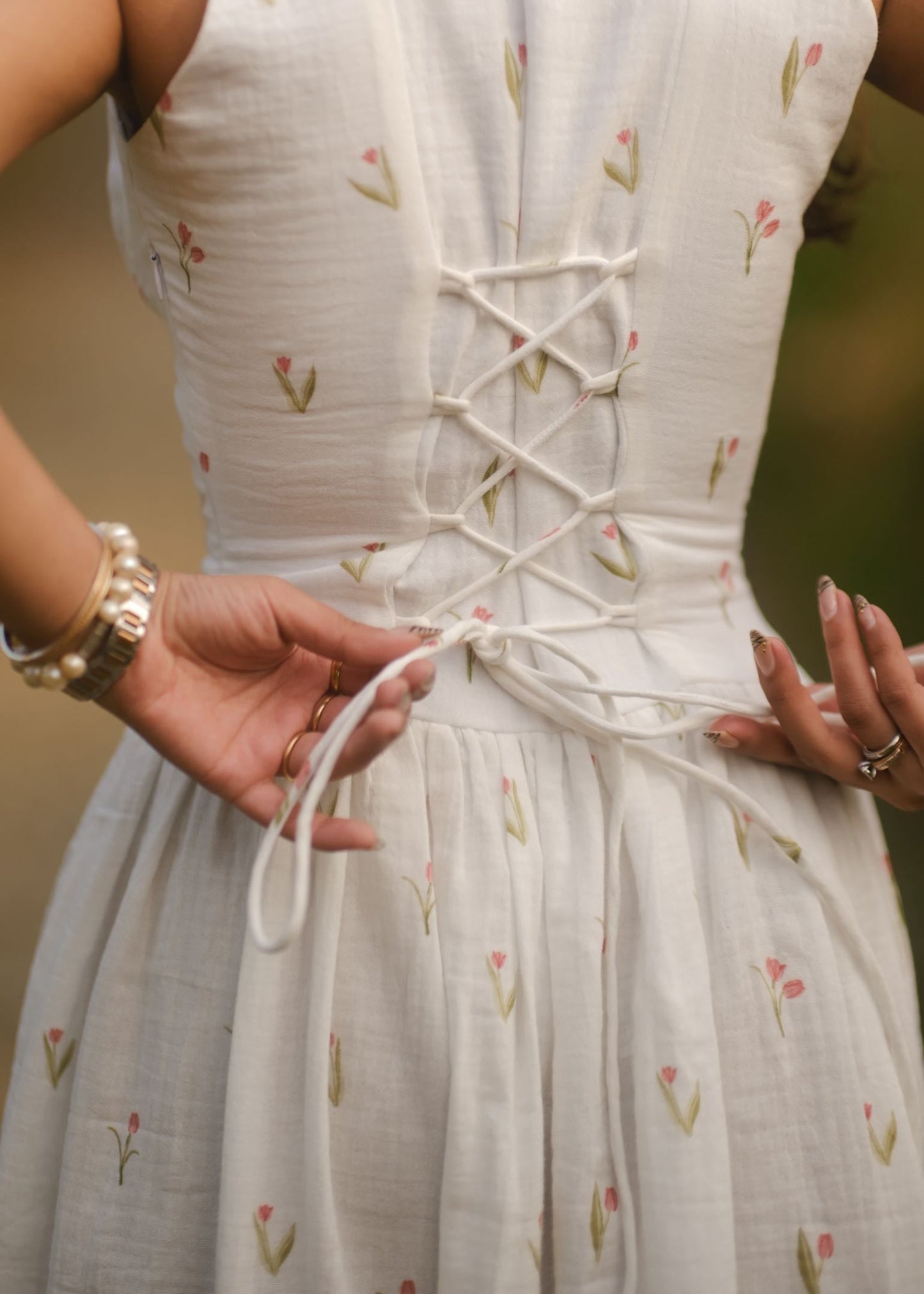 Tulip Lace Up Dress