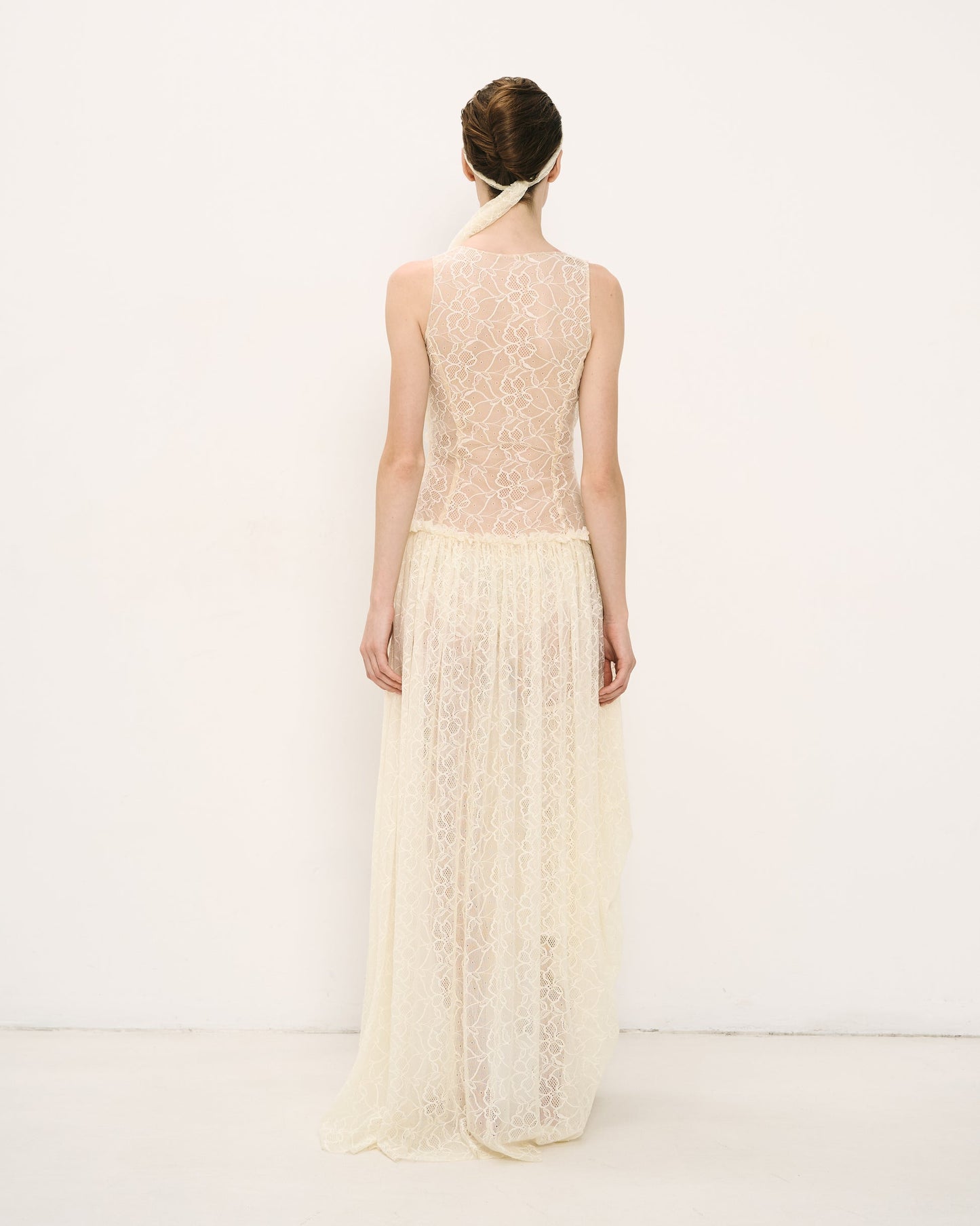 Lace deep V long dress