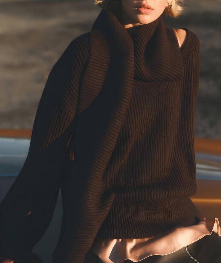 Ribbed knit scarf bodysuit