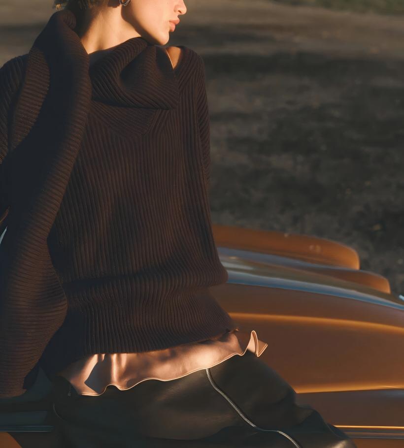 Ribbed knit scarf bodysuit