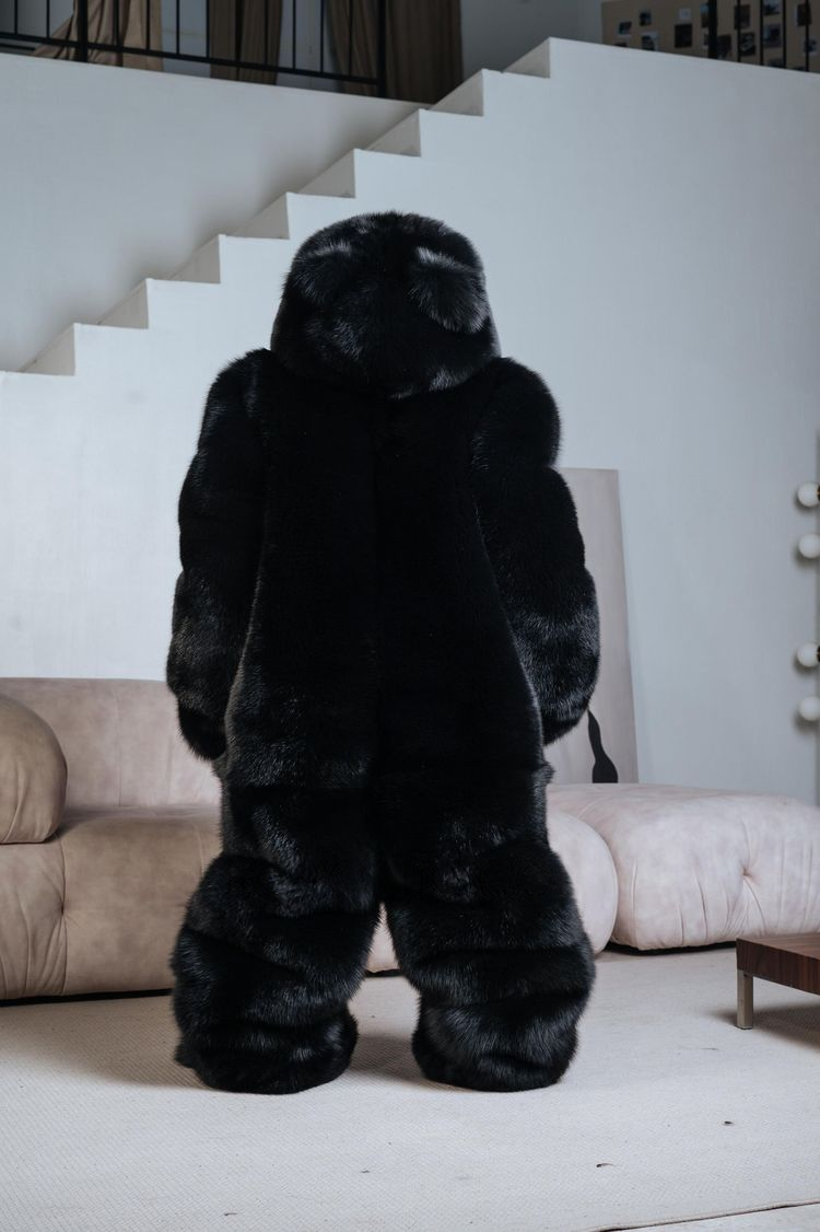 Double-sided fox fur bodysuit