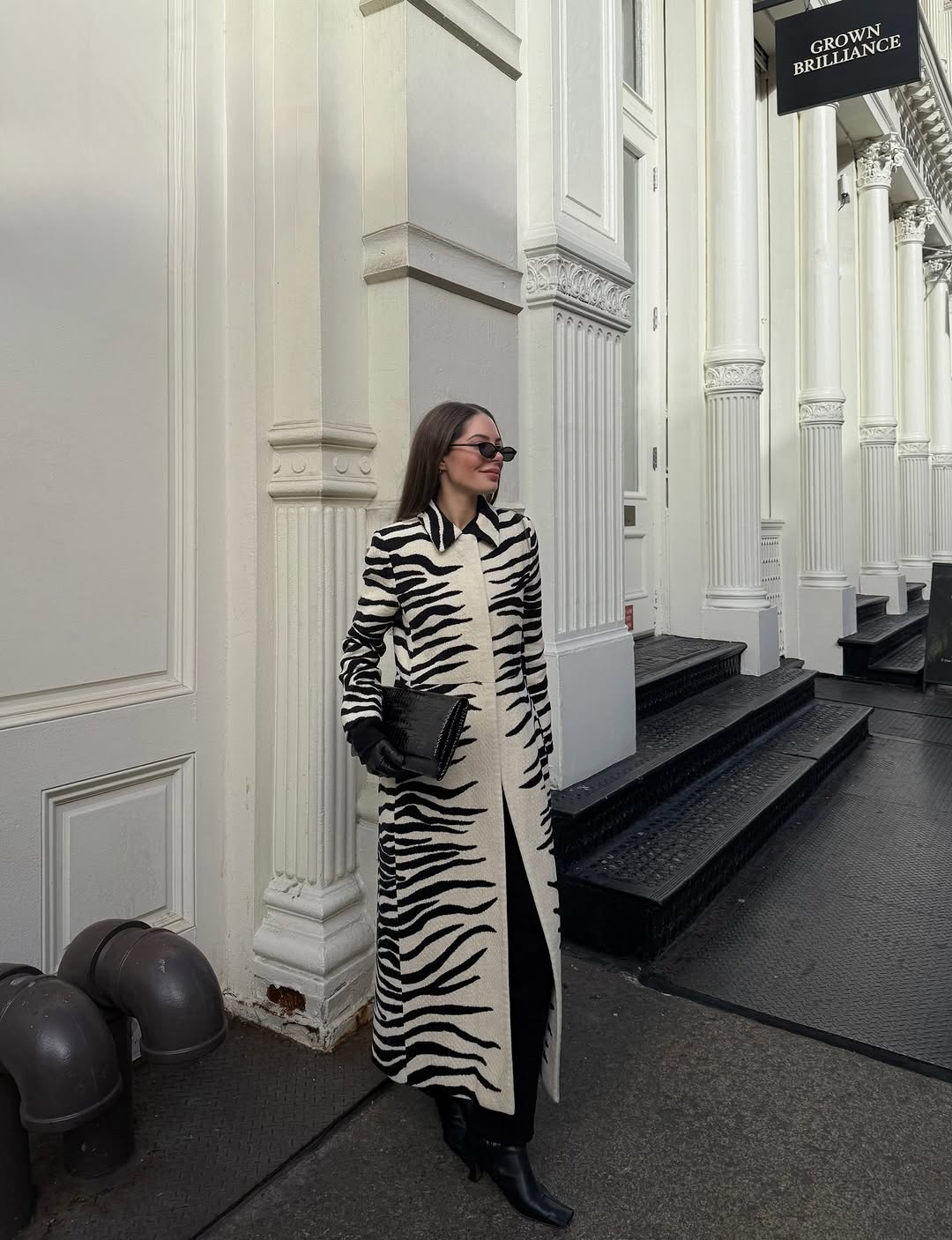 Zebra-stripe Chenille Coat