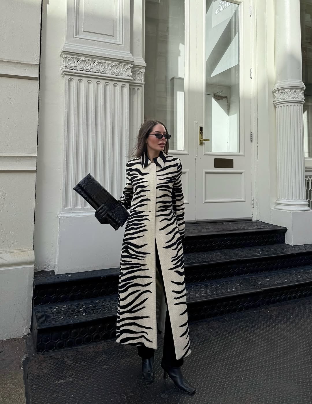 Zebra-stripe Chenille Coat