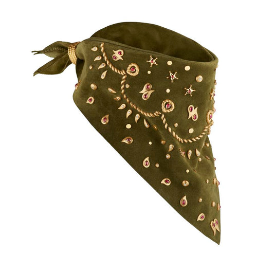 Gem-encrusted suede handkerchief