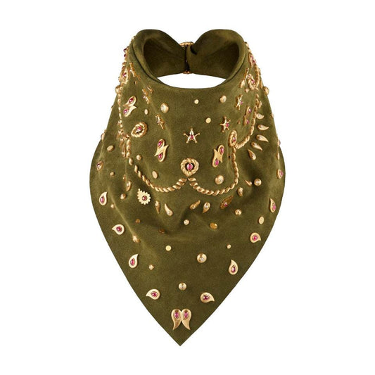 Gem-encrusted suede handkerchief