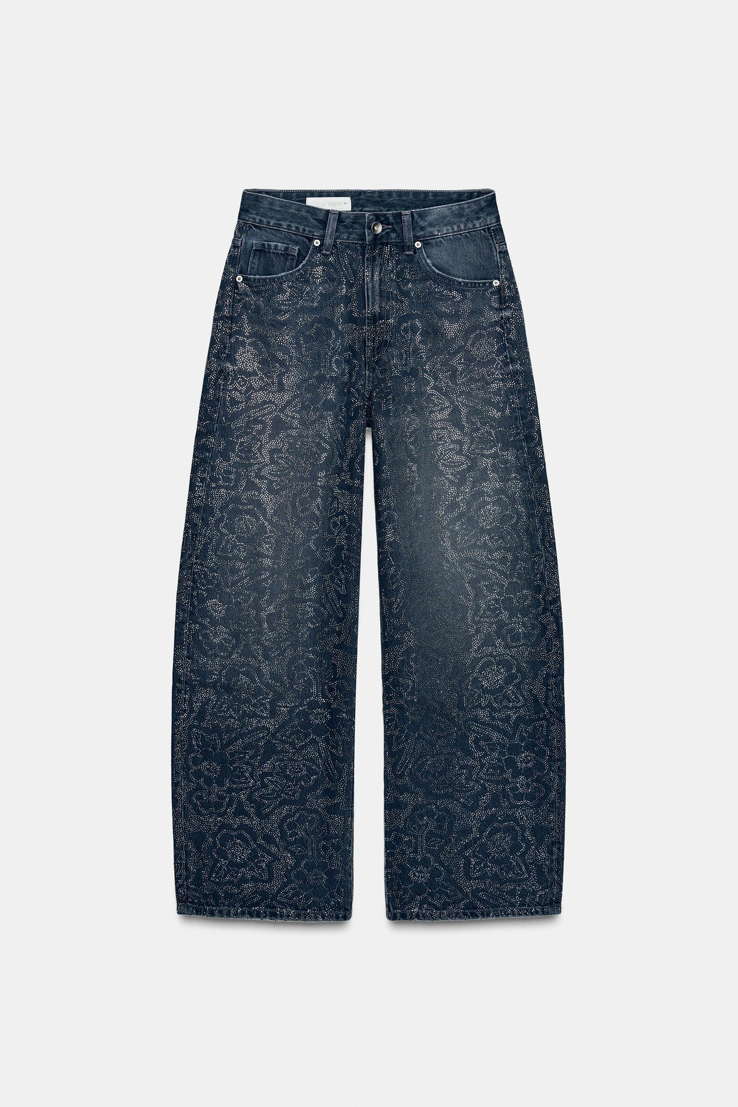 Loose-fitting rhinestone jeans