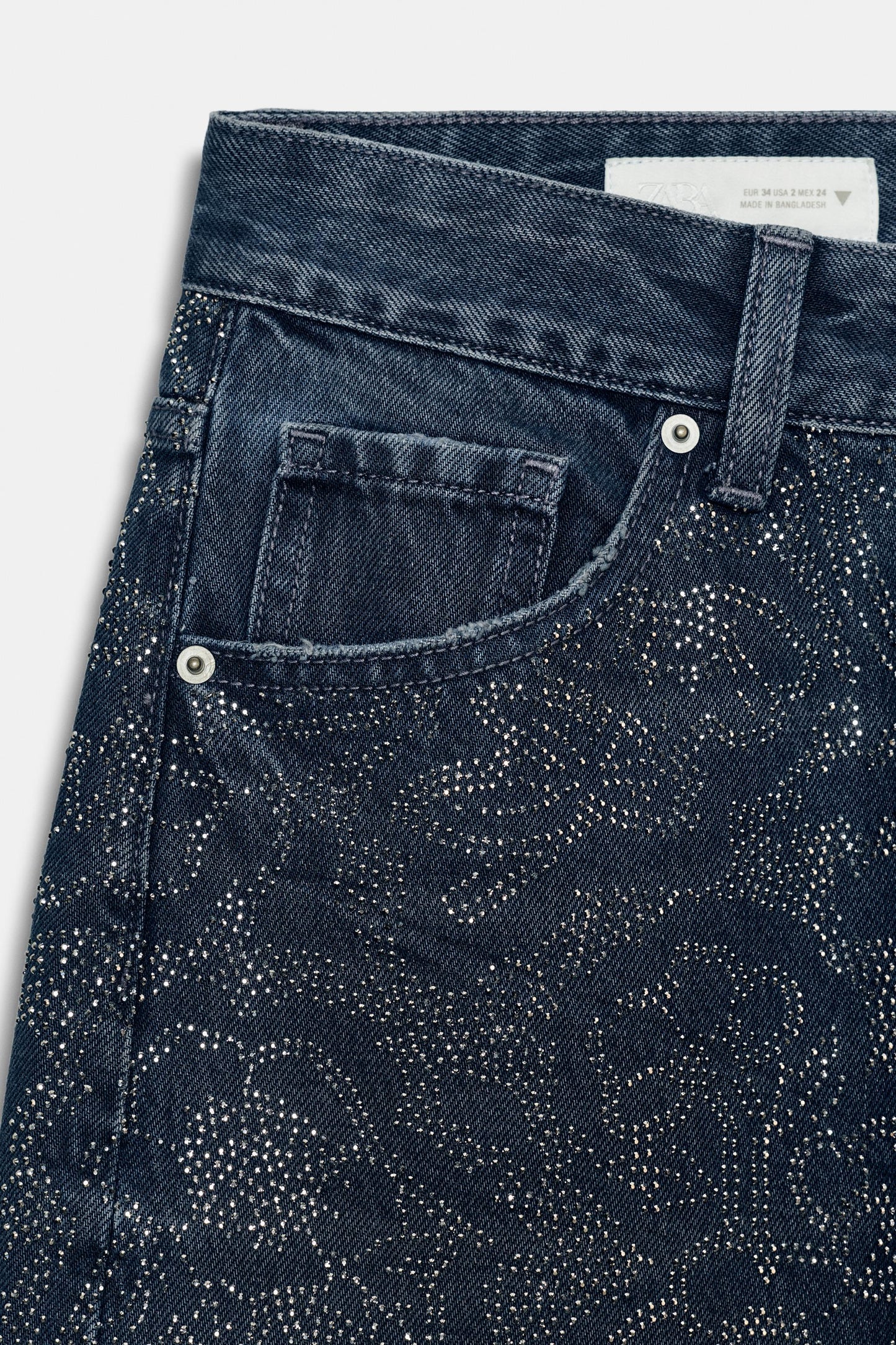 Loose-fitting rhinestone jeans