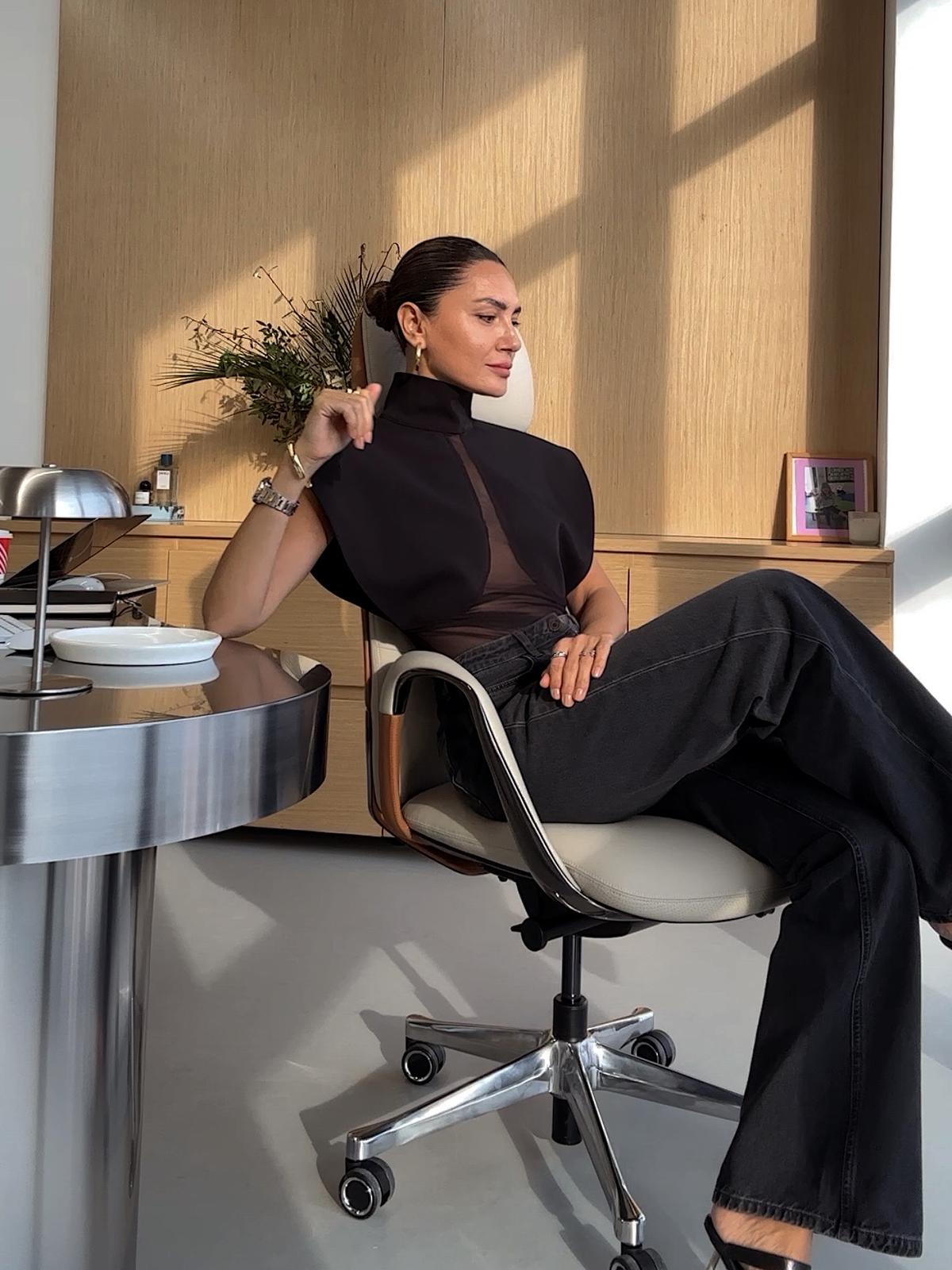 Sheer jumpsuit shirt + suit pants set