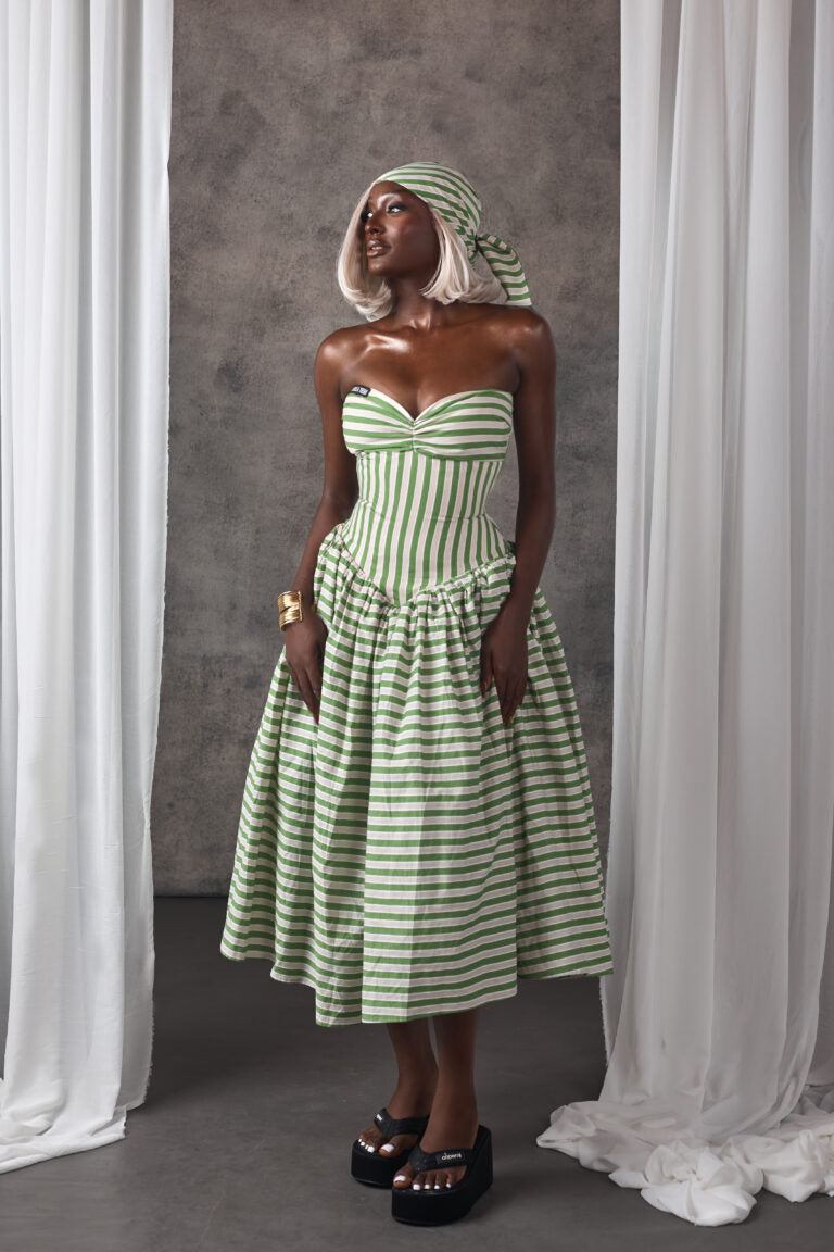 Strapless dress with a corset waist