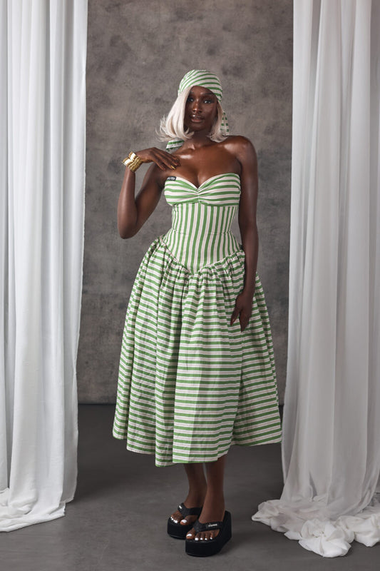 Strapless dress with a corset waist