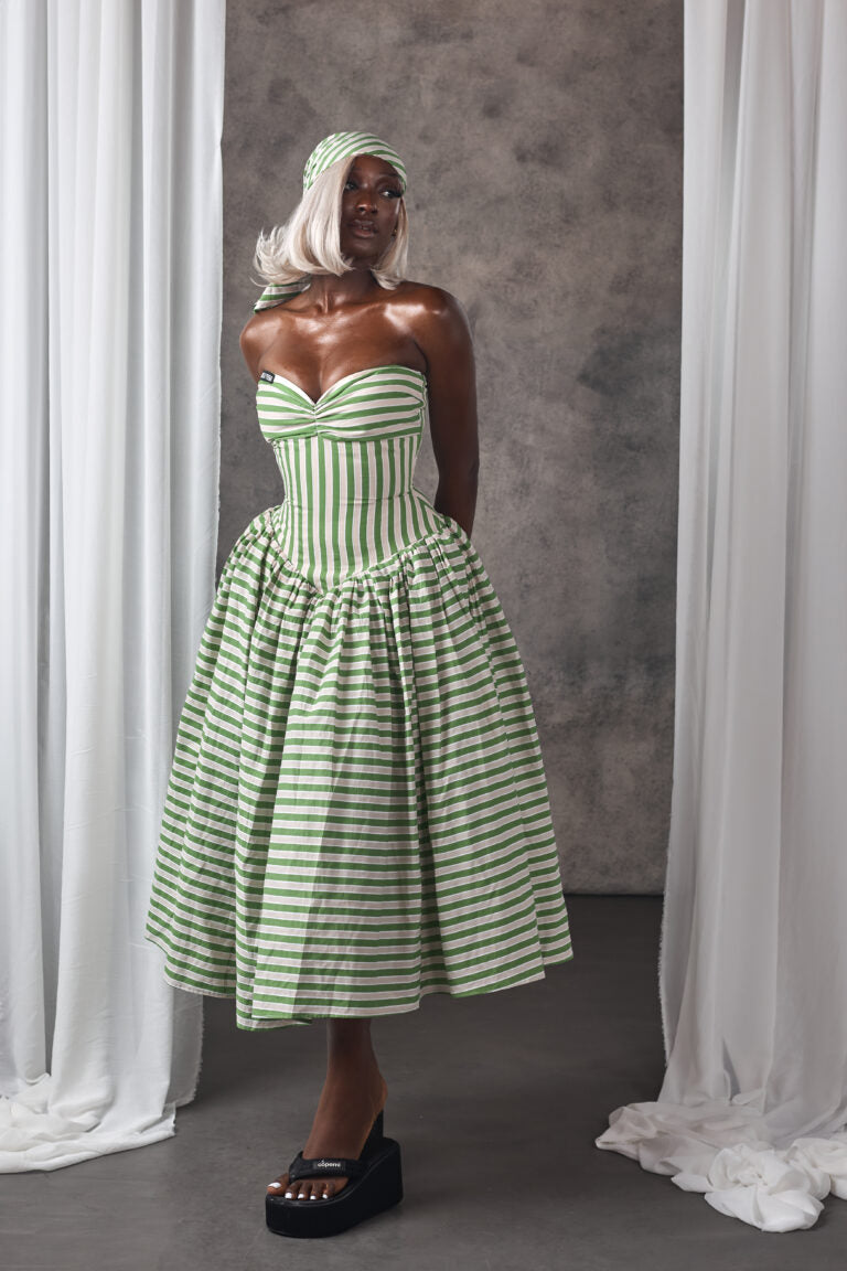 Strapless dress with a corset waist