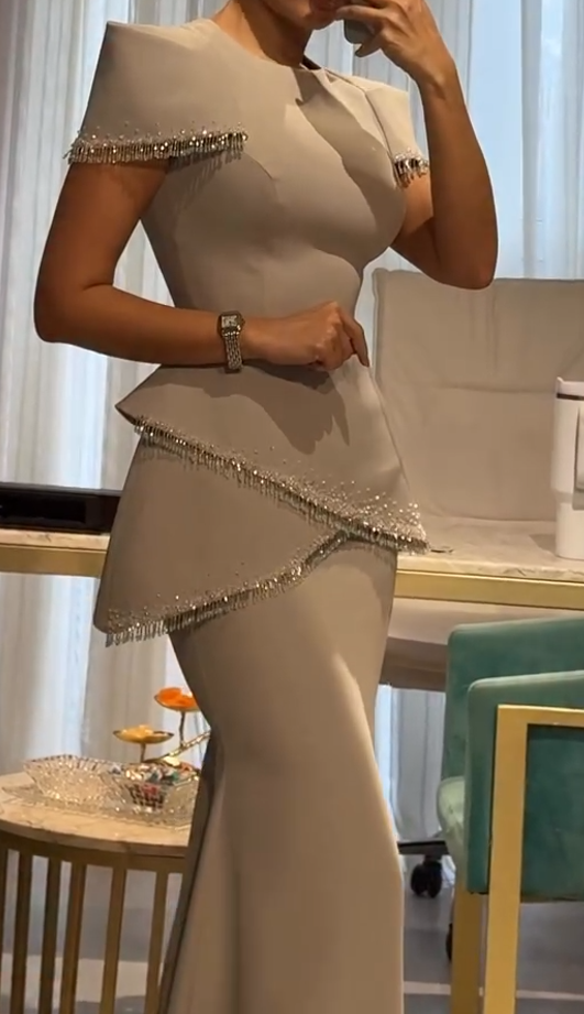 Haute Couture Irregular Diamond-Studded Long Dress Set