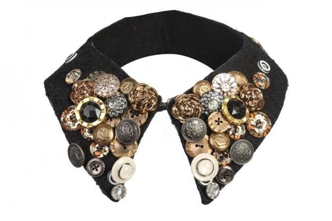 Rhinestone Beaded Heavy-Duty Pointed Collar False Collar