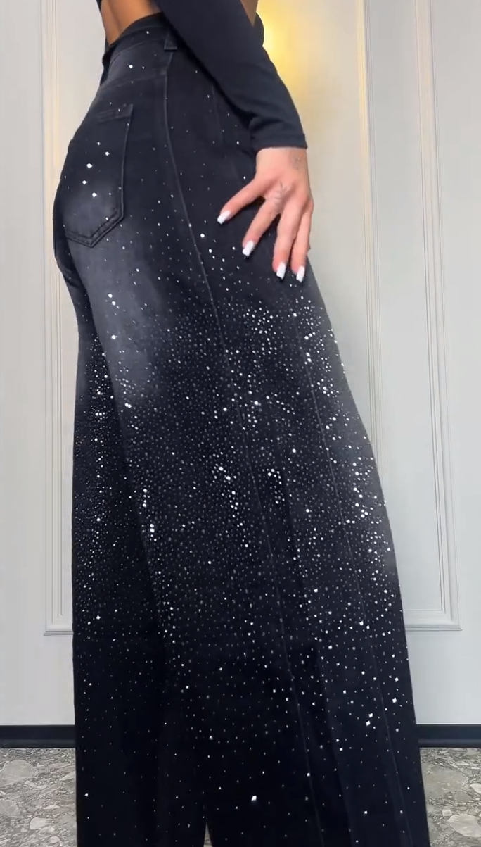 Black rhinestone jeans