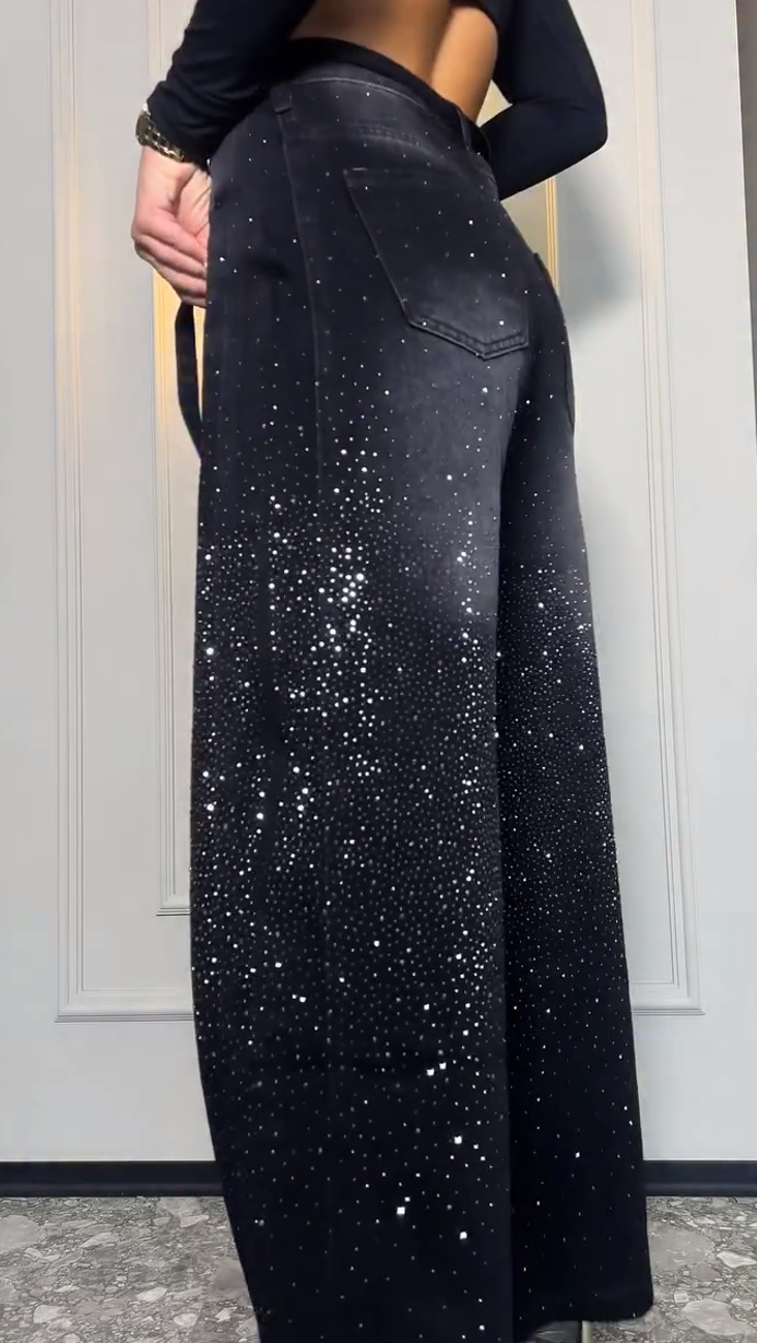 Black rhinestone jeans