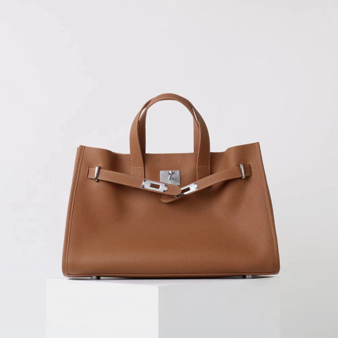 Soft leather large tote bag