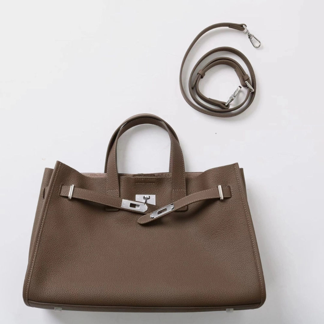 Soft leather large tote bag