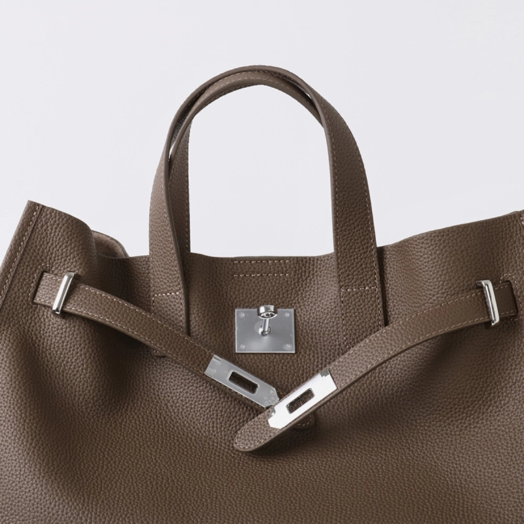 Soft leather large tote bag