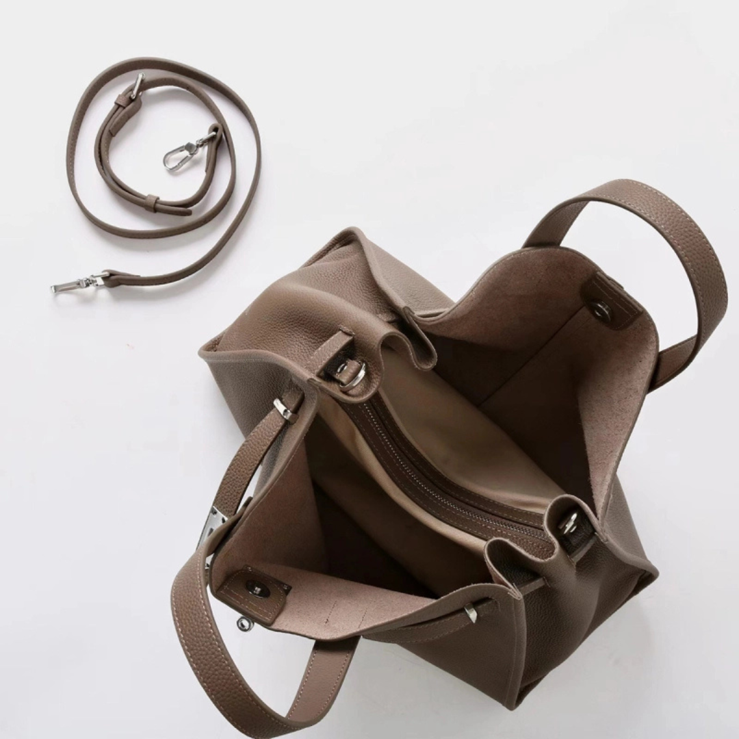 Soft leather large tote bag