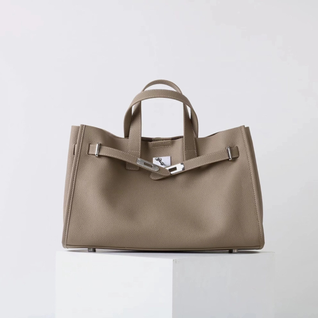 Soft leather large tote bag