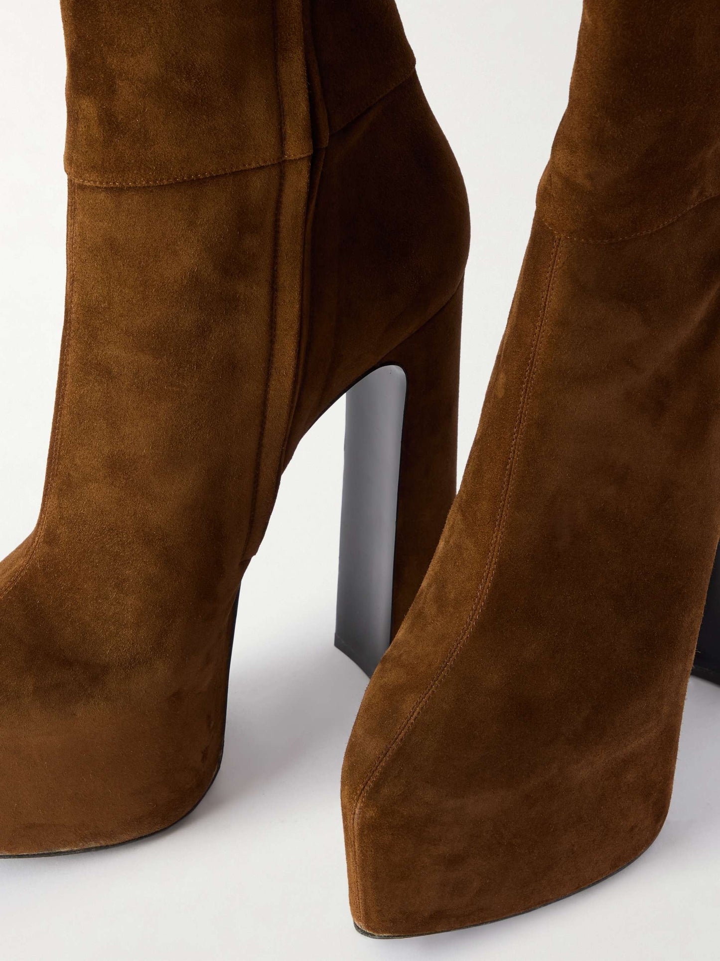 Buckled suede platform boots