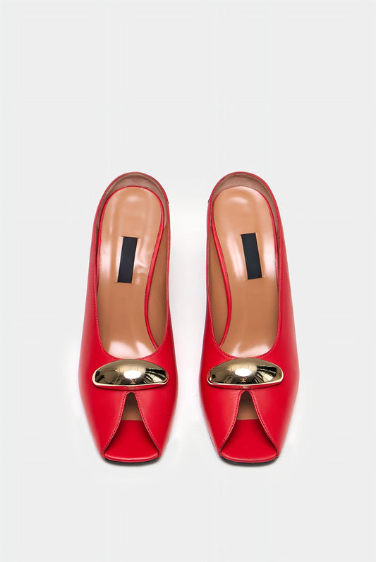 80mm Red Leather Clogs