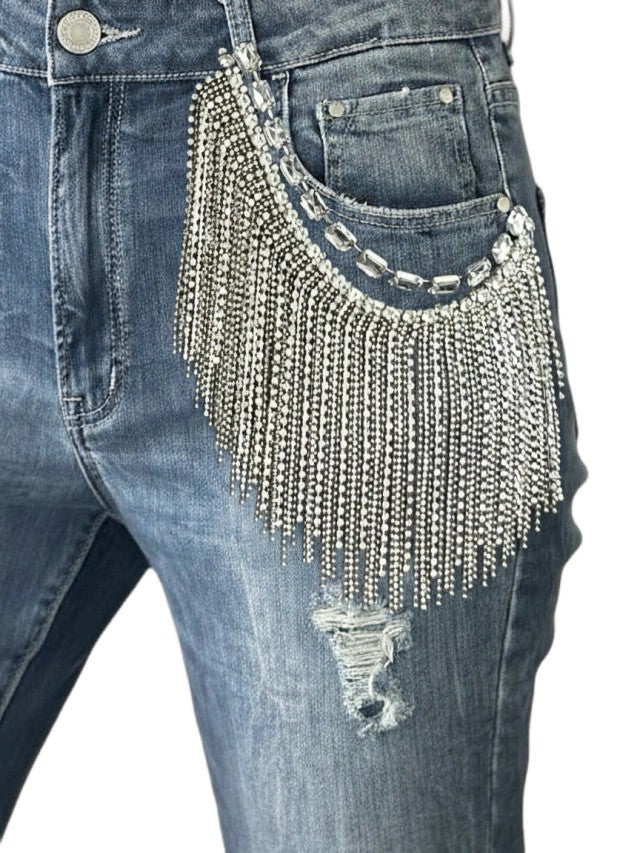Diamond-encrusted tassel brooch