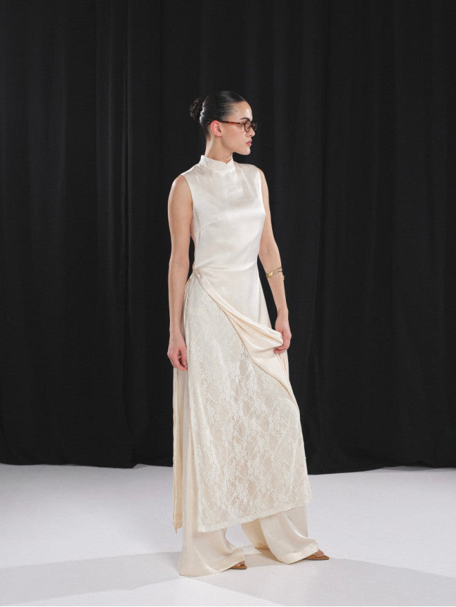 Double-layered waist-cinching outer garment