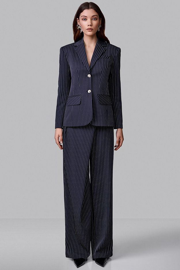 Backless striped jacket + trousers set