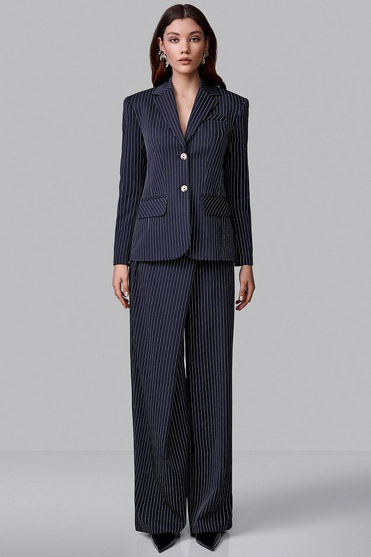 Backless striped jacket + trousers set