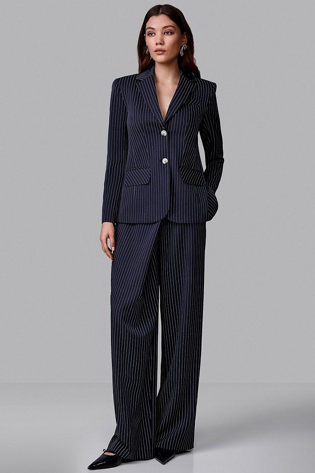 Backless striped jacket + trousers set