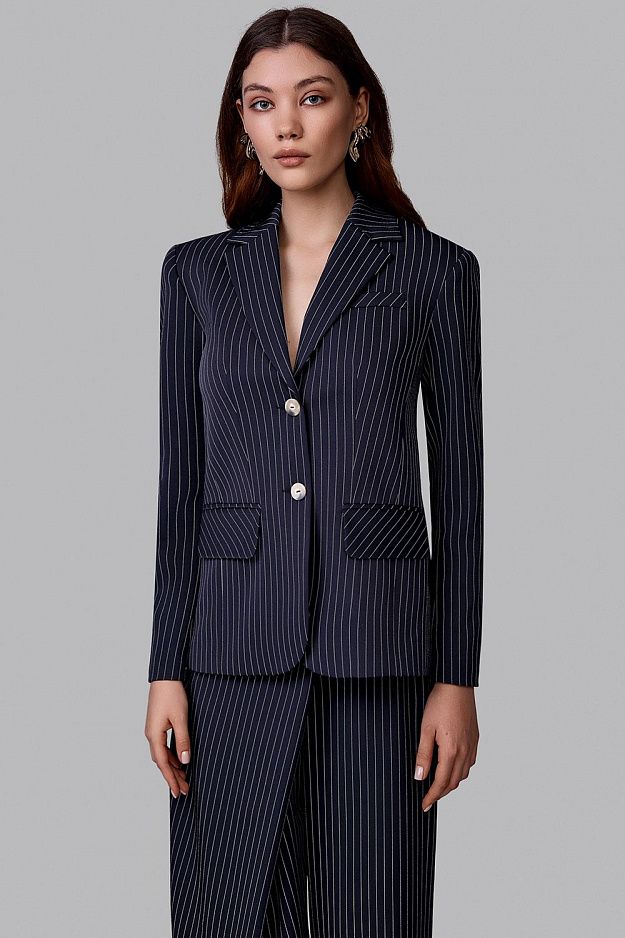 Backless striped jacket + trousers set