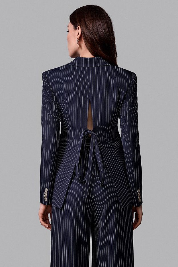 Backless striped jacket + trousers set