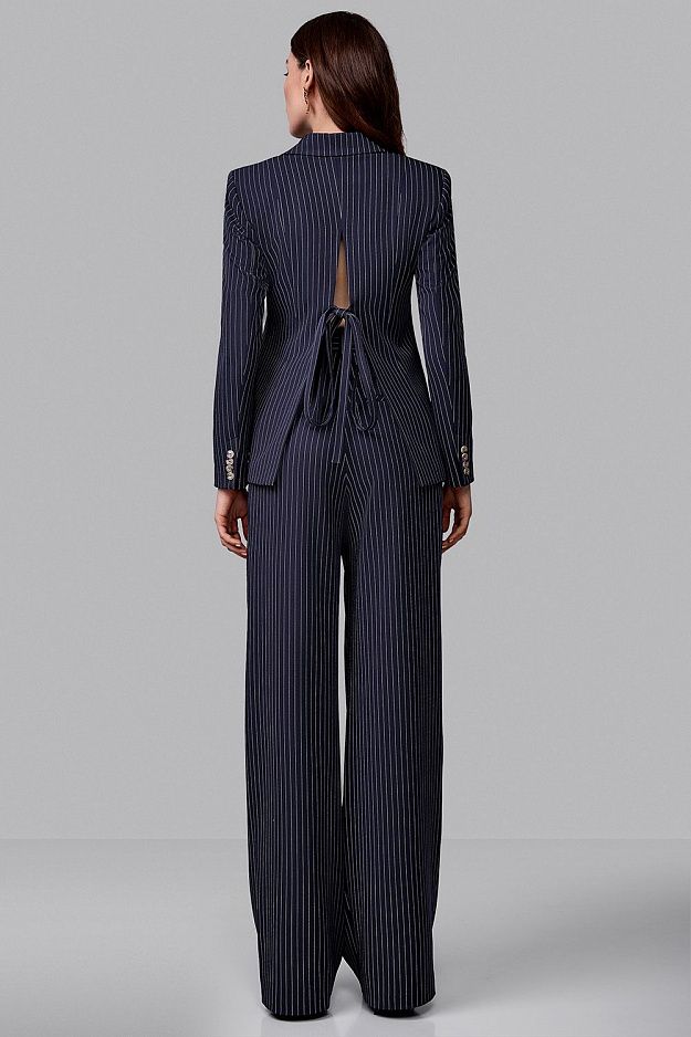 Backless striped jacket + trousers set