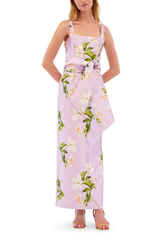 Sleeveless Floral Tie Waist Dress