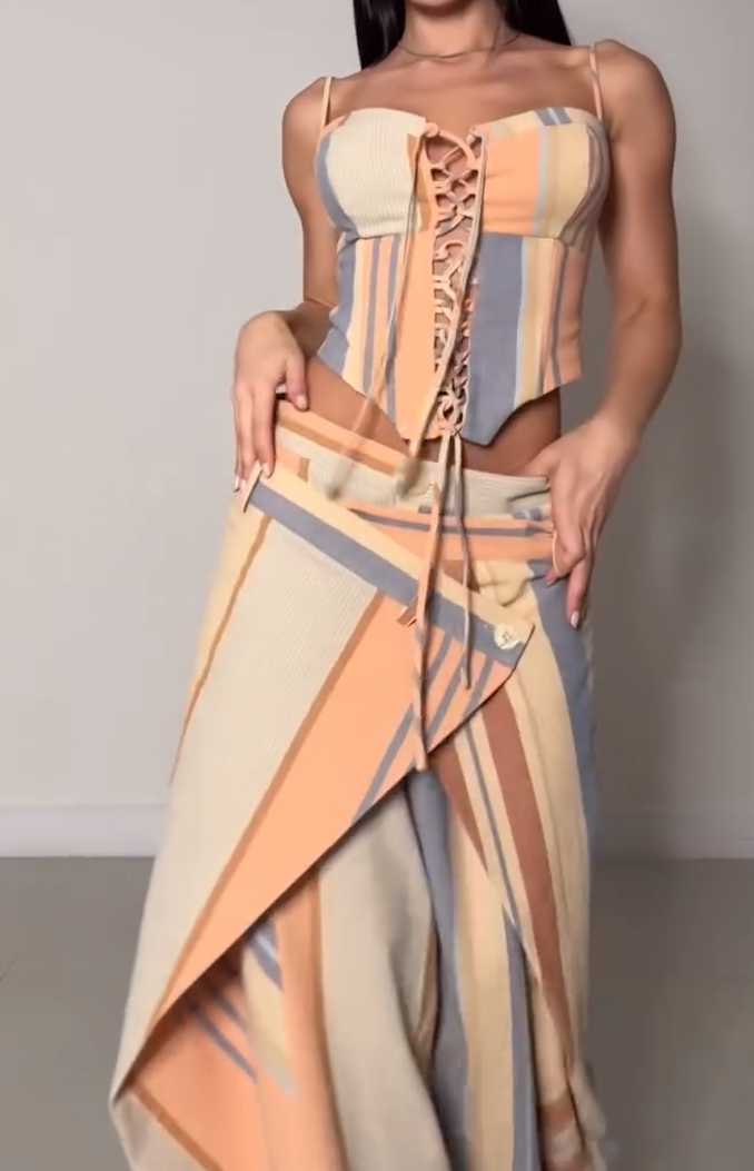 Tight-fitting camisole + irregular trousers set