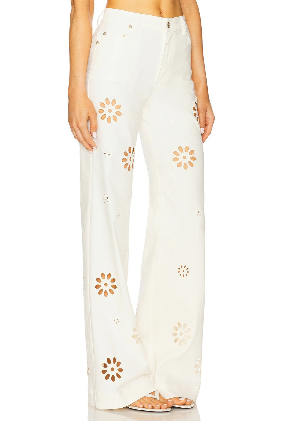 Floral cutout denim jeans