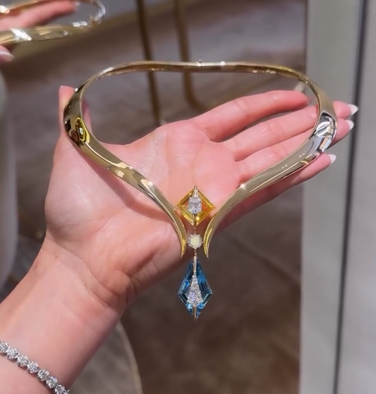 ‘Kissing’ Yellow Sapphire No Heat And Diamond Necklace