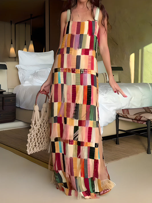 Multicolor Tassel Sling Party Dress