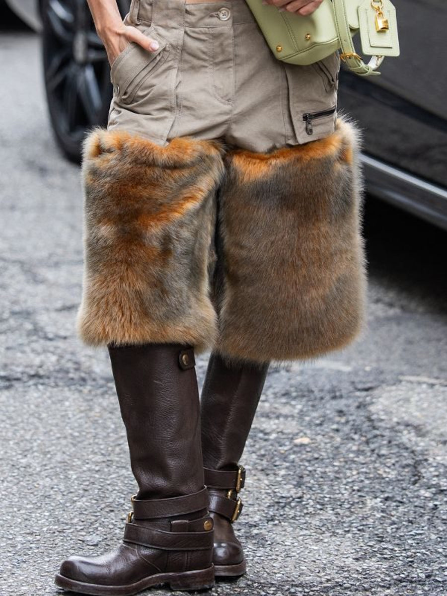 Fashion Patchwork Plush Mid-Pants