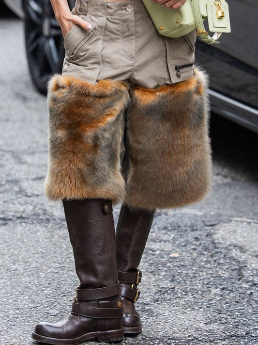 Fashion Patchwork Plush Mid-Pants