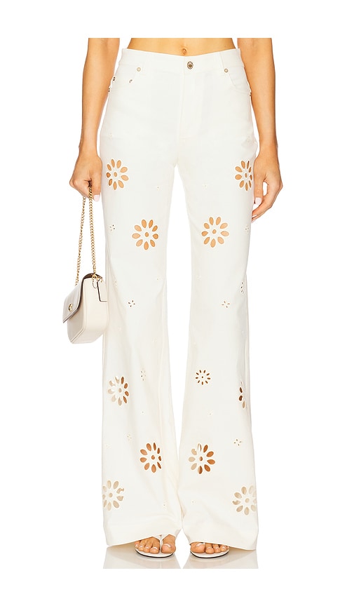 Floral cutout denim jeans