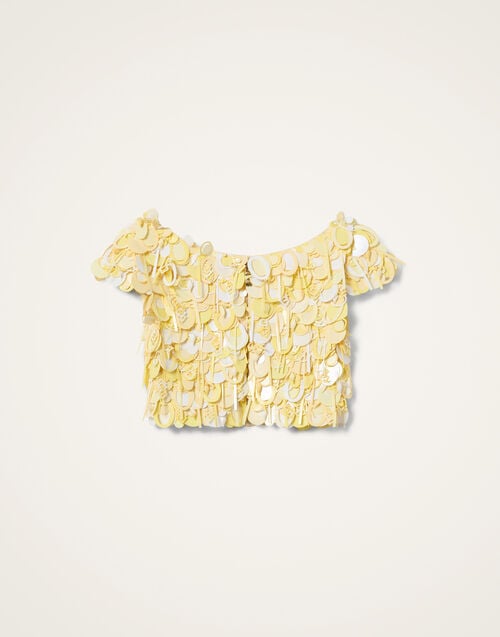 Solid Yellow in Embroidered Paillettes