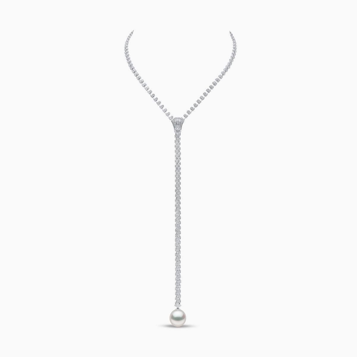 Pearl and Diamond Zipper Necklace